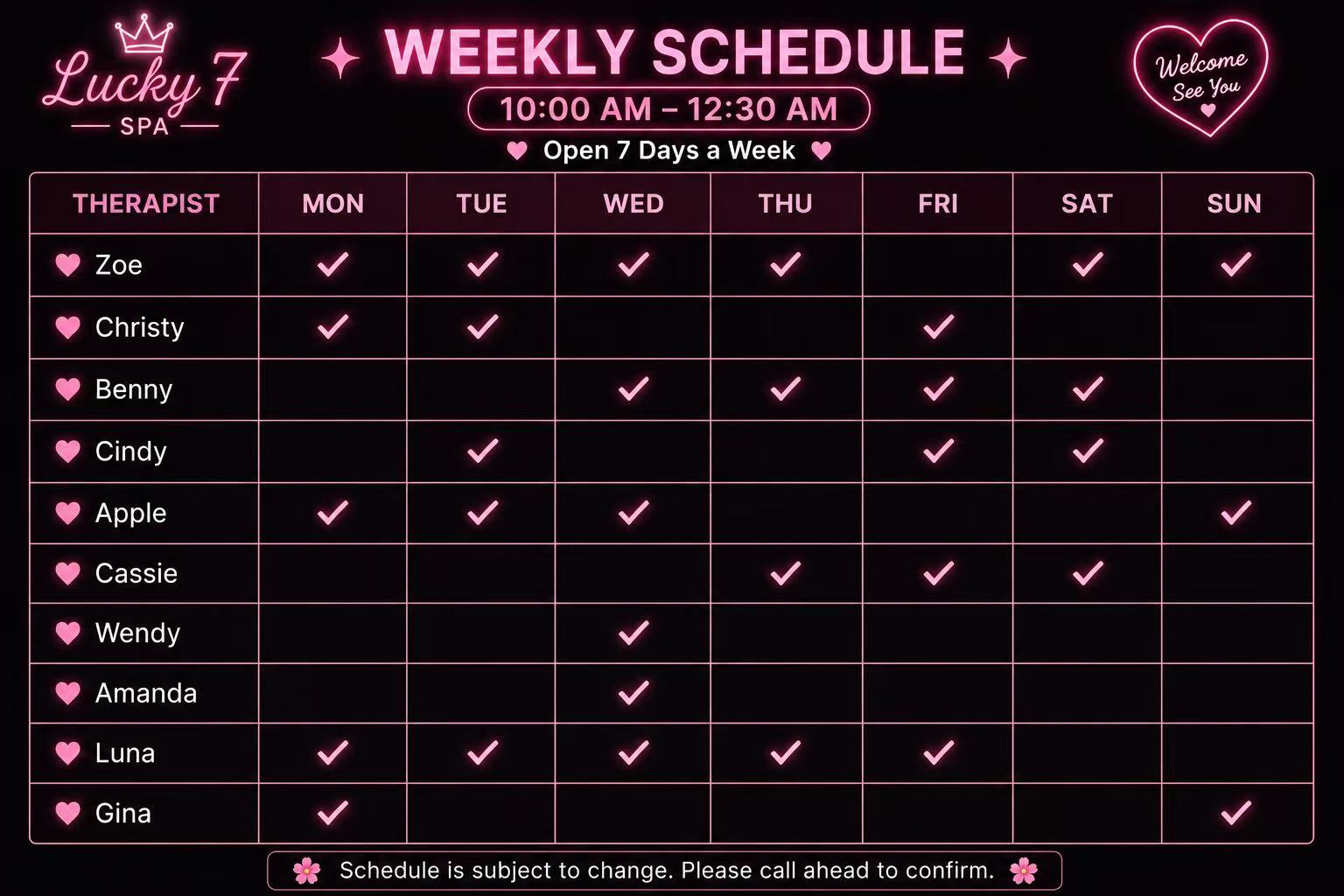 Weekly Schedule